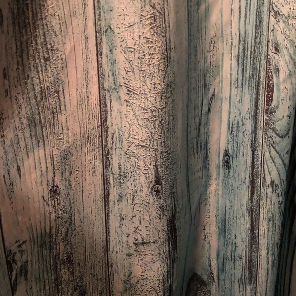 🔥Turquoise Cloth Barn Wood Look Shower Curtain - Picture 3 of 6